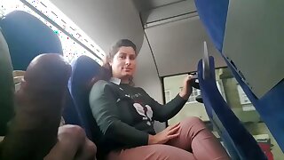 Exhibitionist seduces Milf to Suck & Jerk his Dick in Bus
