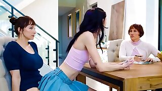 MILF Lexi Luna ALMOST CAUGHT Strap-On Fuck Hot stepbae Bella Nova By Social Worker